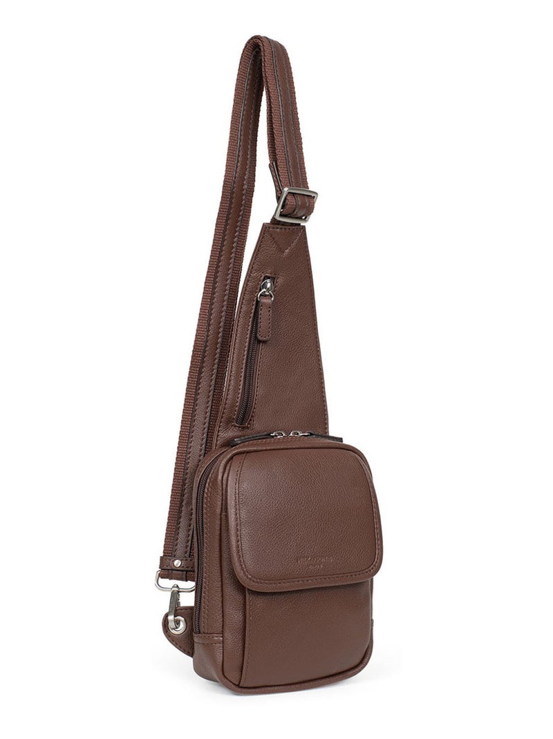 Bolsa de un solo tirante - cuero confort hexagona Marrón chocolate - Kiabi