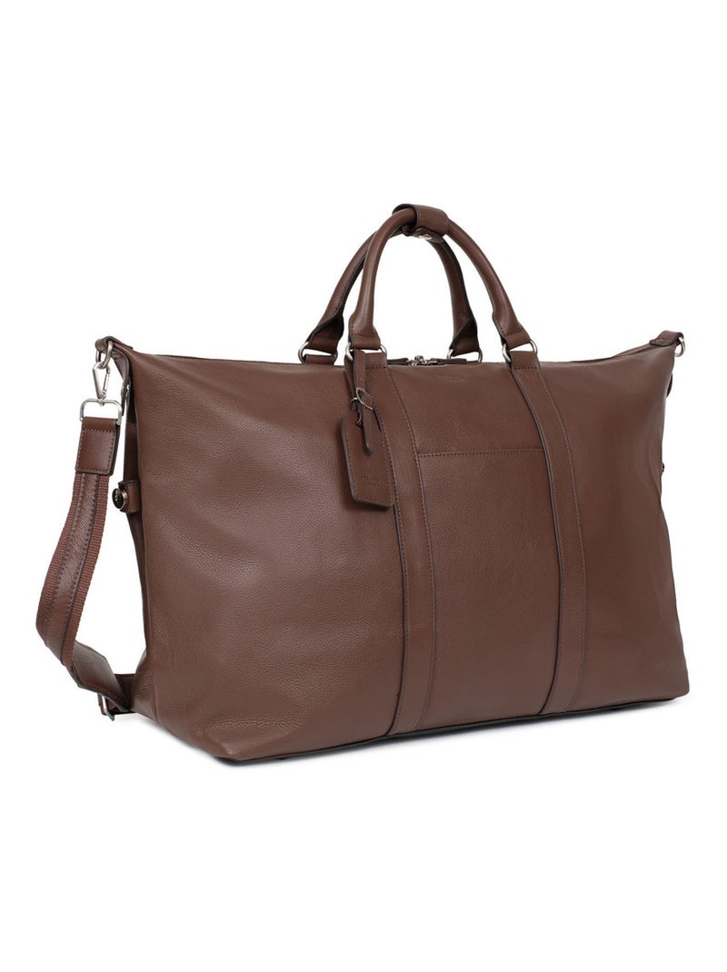 Bolsa de viaje - cuero confort hexagona Marrón chocolate - Kiabi