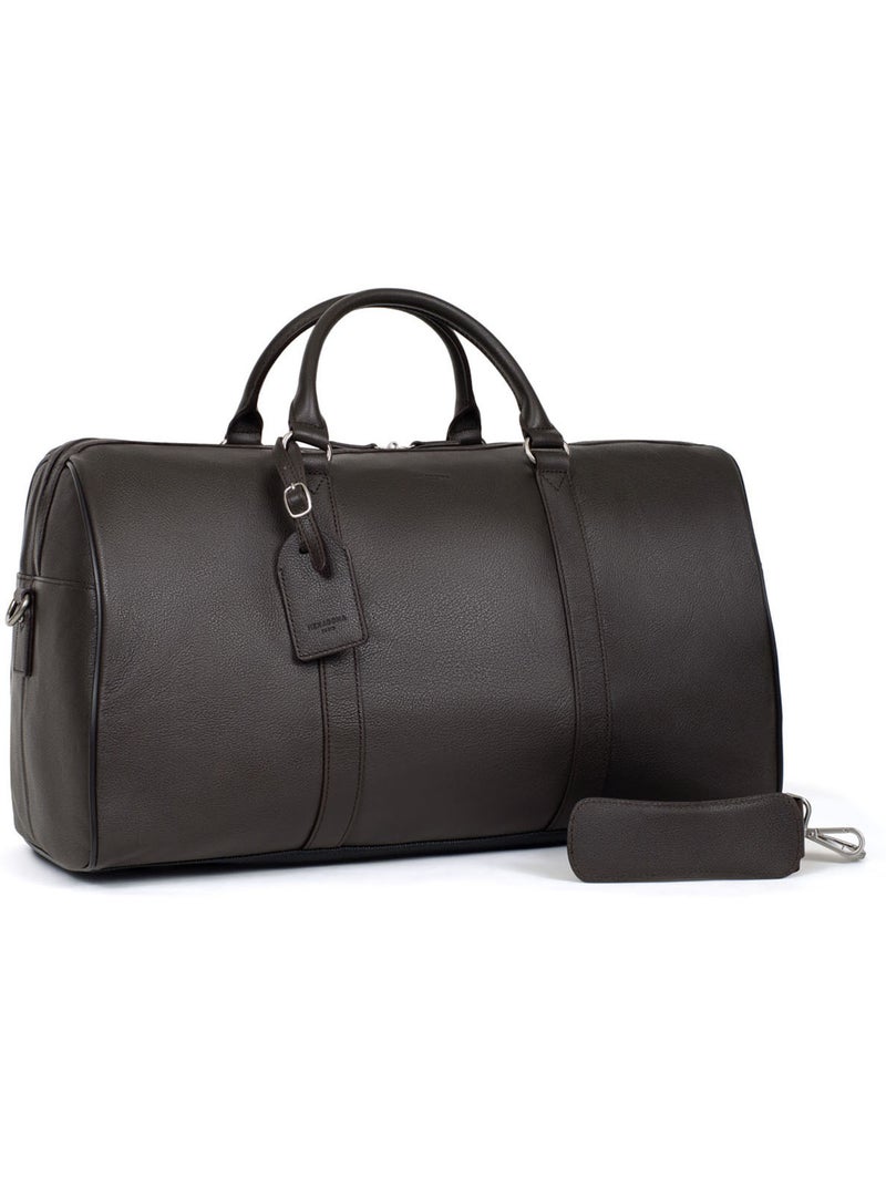 Bolsa de viaje - cuero confort hexagona Marrón oscuro - Kiabi