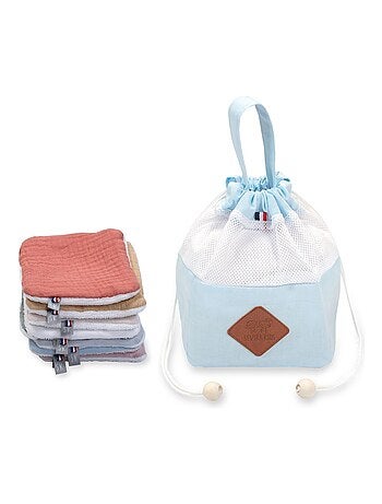Bolsa dispensadora con 8 toallitas de algodón lavables, jeanne | SEVIRA KIDS