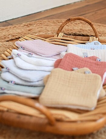 Bolsa dispensadora con 8 toallitas de algodón lavables, jeanne | SEVIRA KIDS