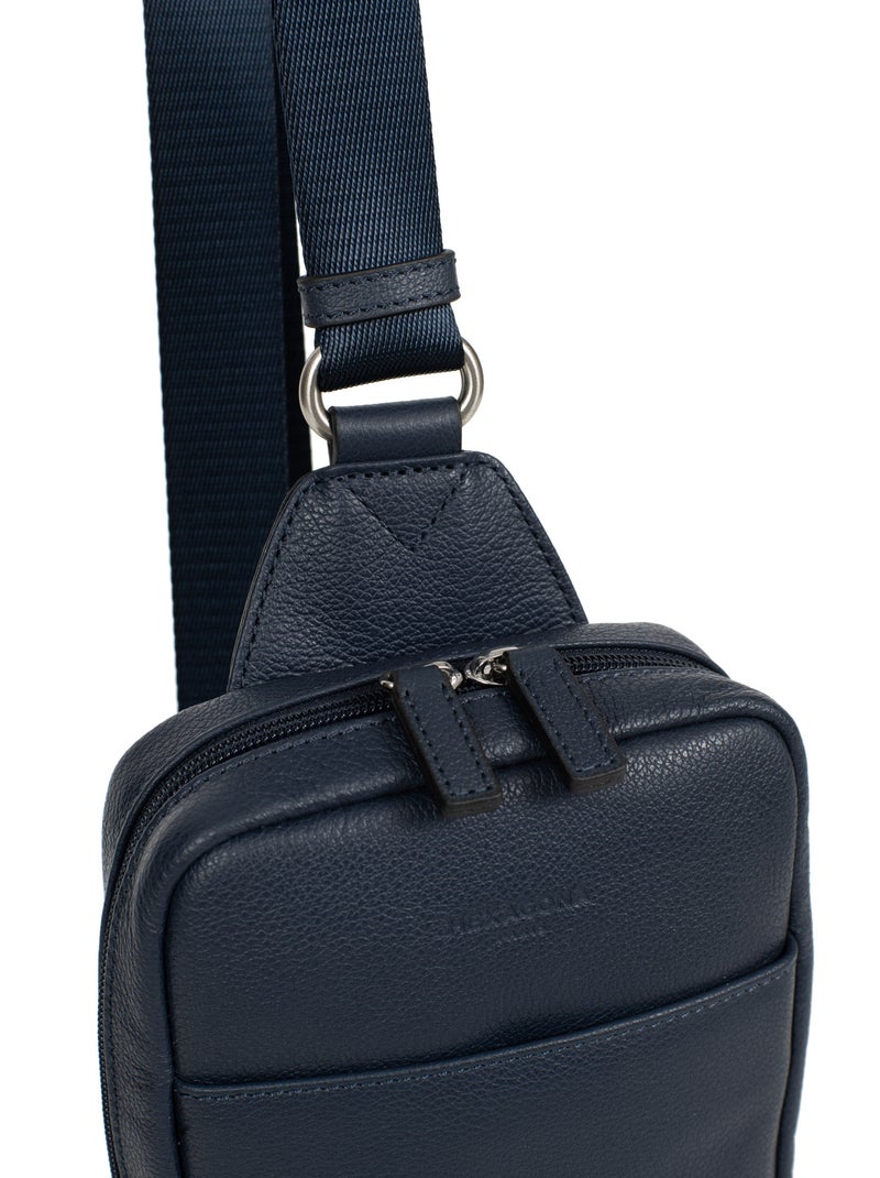 Bolsa monobretelle - cuero confort hexagona Azul marino - Kiabi