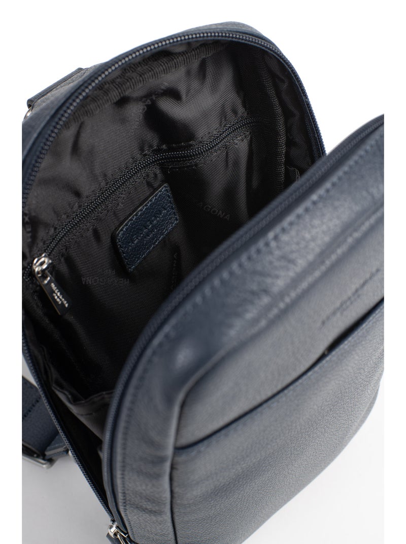 Bolsa monobretelle - cuero confort hexagona Azul marino - Kiabi