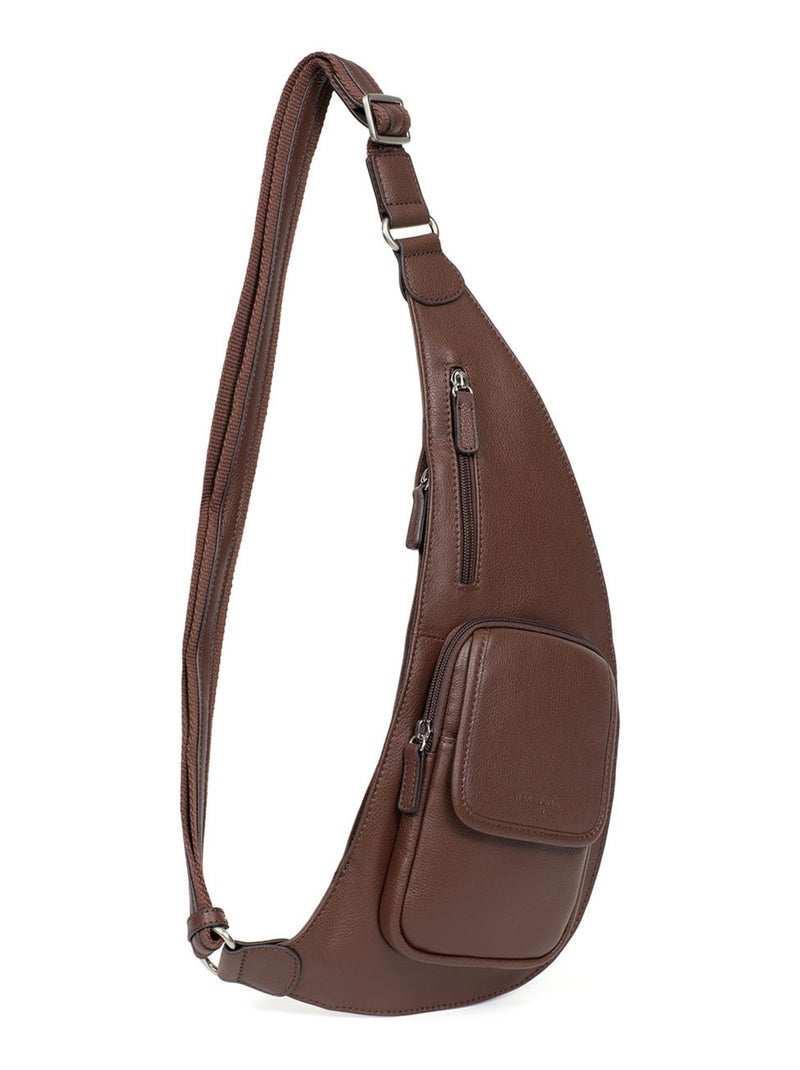 Bolsa monobretelle - cuero confort hexagona Marrón chocolate - Kiabi