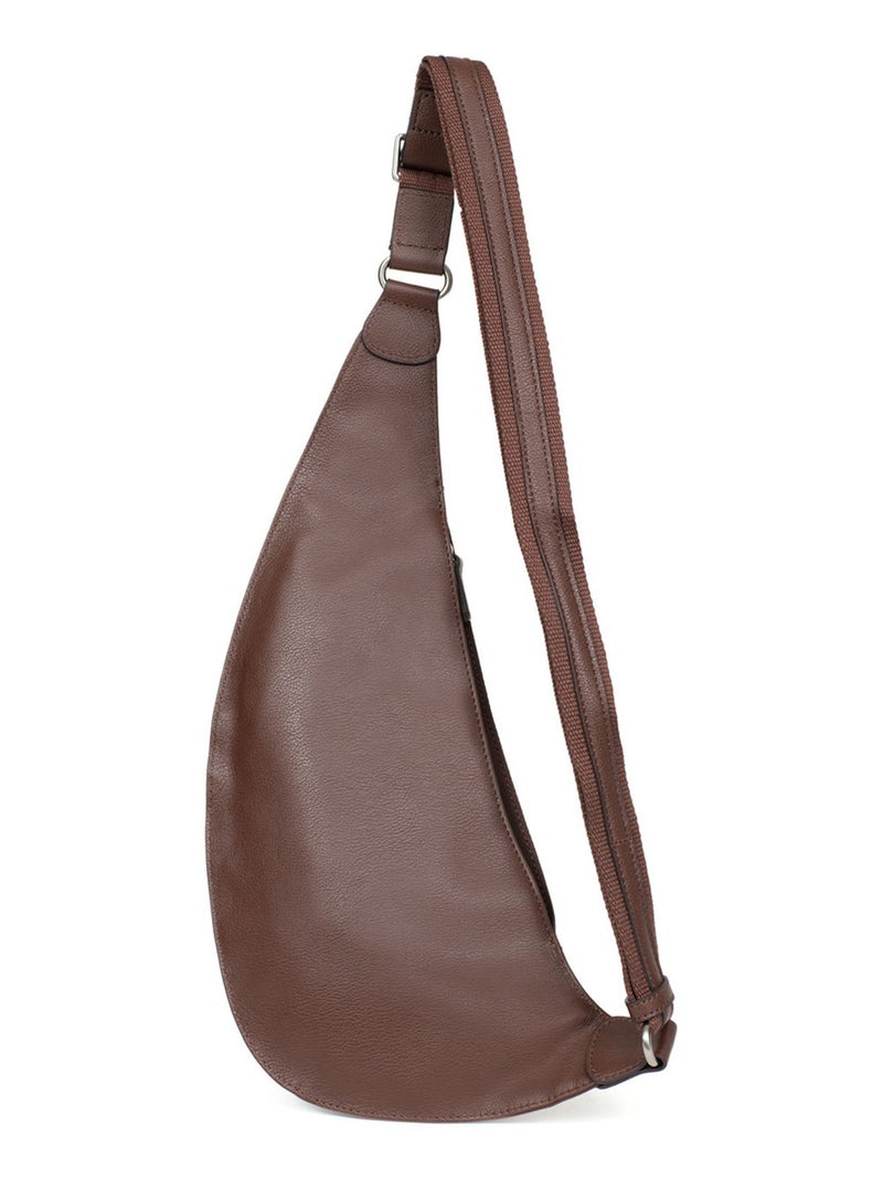 Bolsa monobretelle - cuero confort hexagona Marrón chocolate - Kiabi