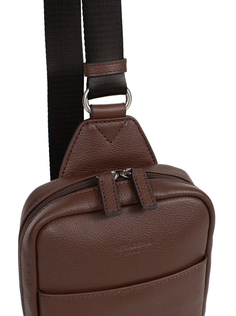 Bolsa monobretelle - cuero confort hexagona Marrón chocolate - Kiabi
