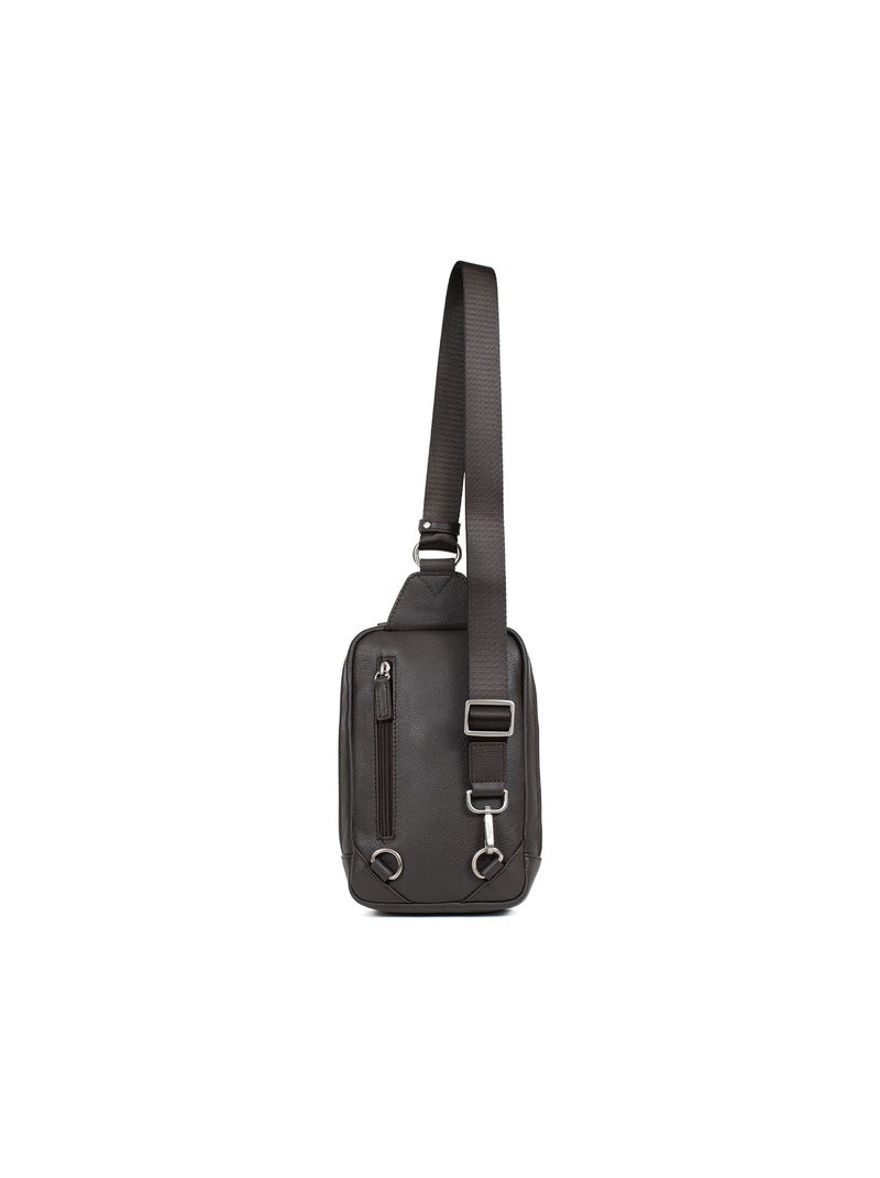 Bolsa monobretelle - cuero confort hexagona Marrón oscuro - Kiabi