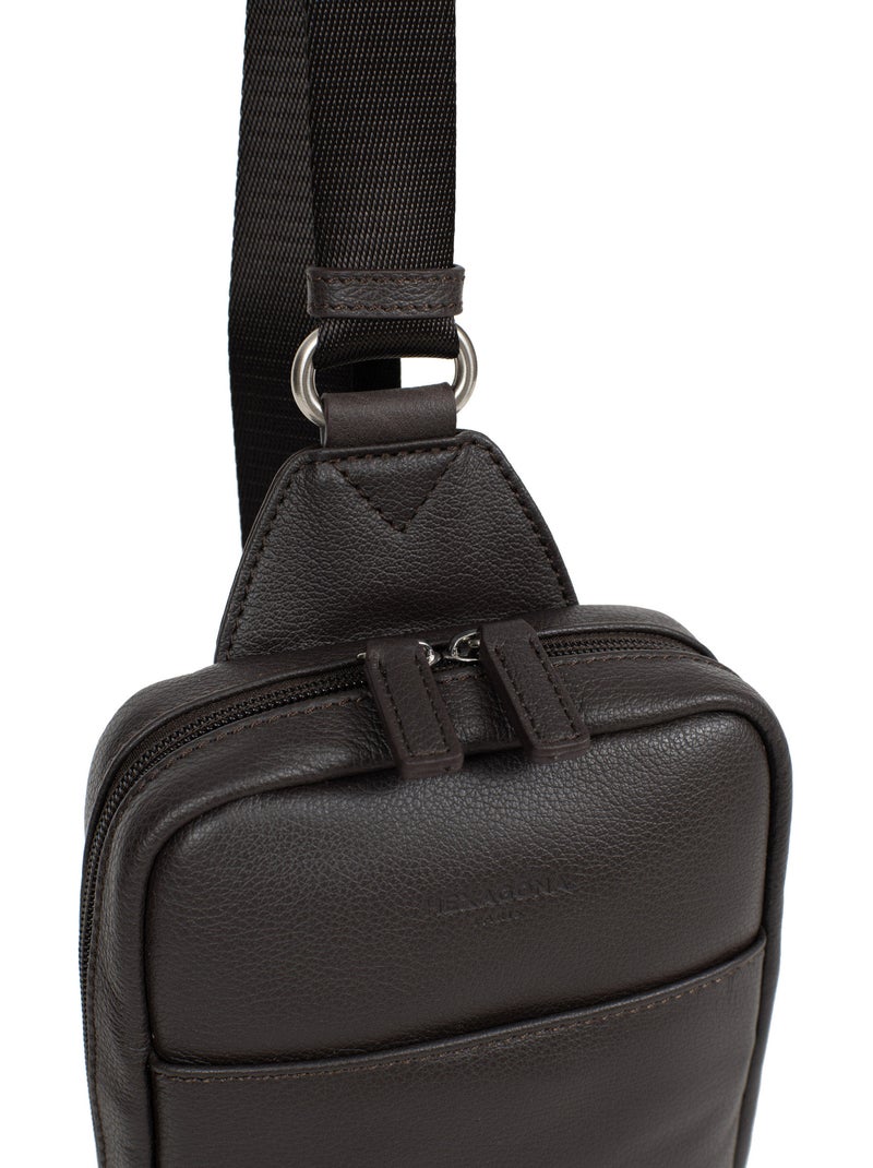 Bolsa monobretelle - cuero confort hexagona Marrón oscuro - Kiabi