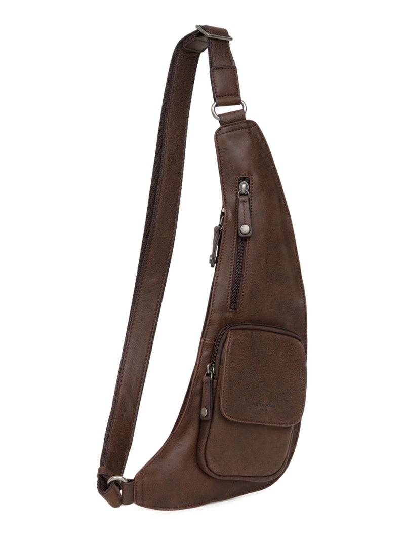 Bolsa monobretelle - cuero instinct hexagona Marrón - Kiabi