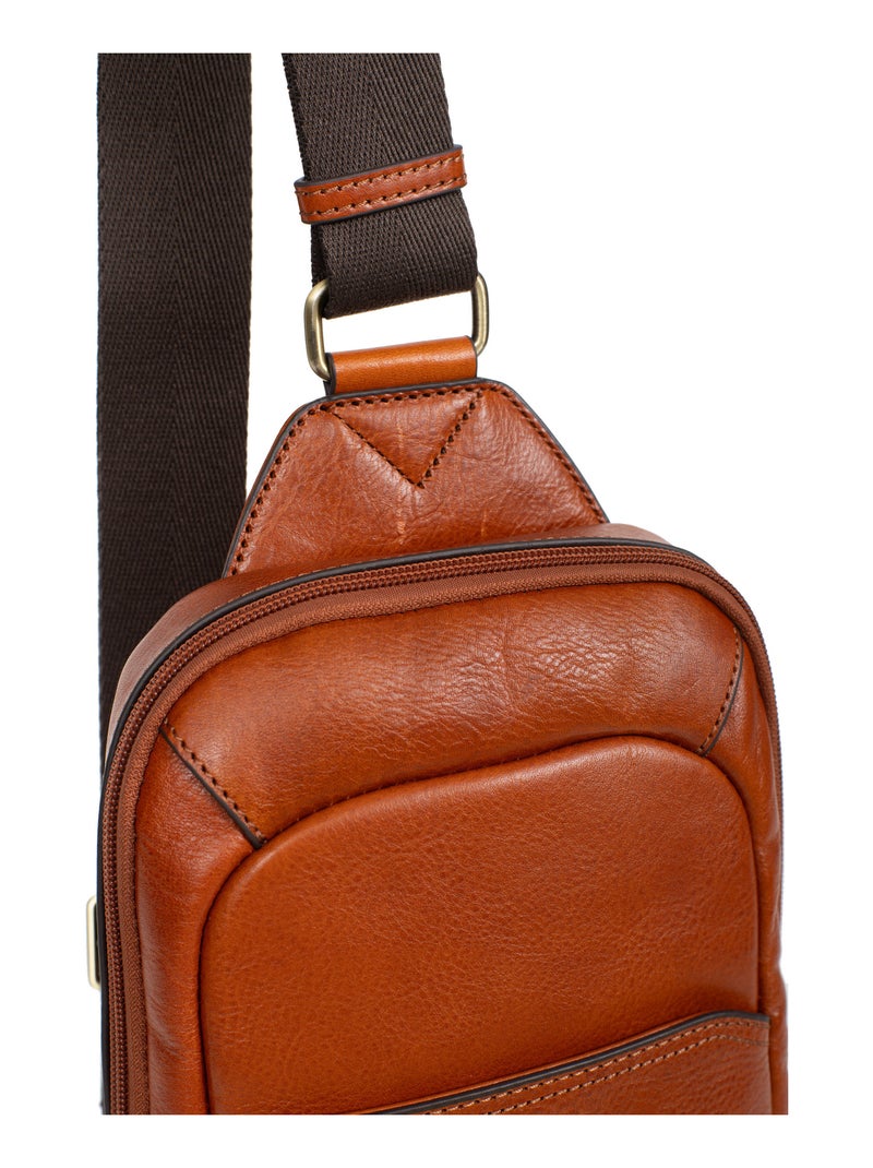 Bolsa monobretelle - cuero stuart hexagona Cognac - Kiabi