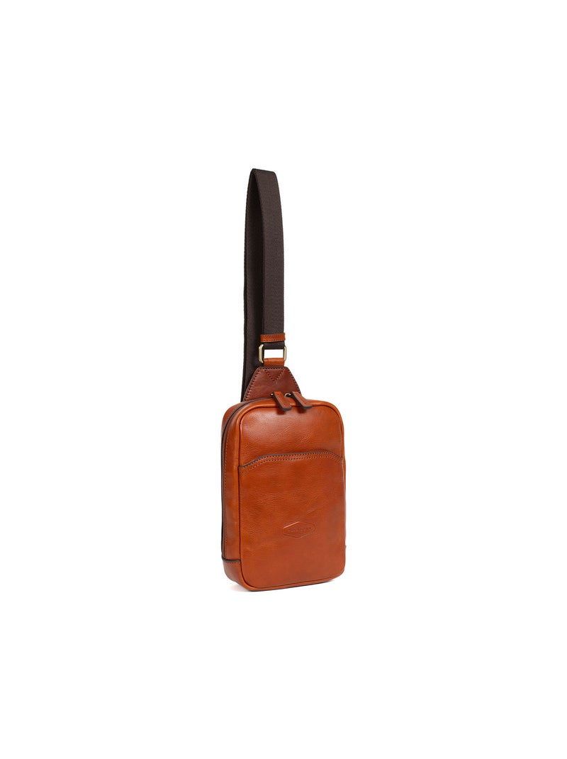 Bolsa monobretelle - cuero stuart hexagona Cognac - Kiabi