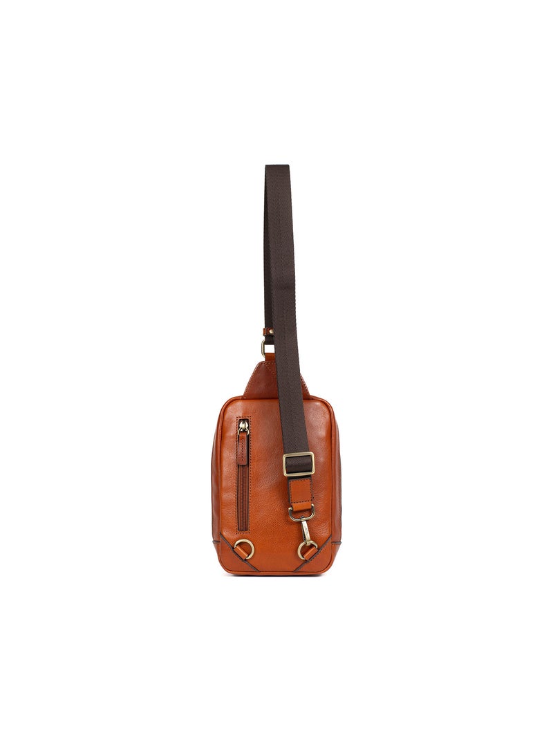 Bolsa monobretelle - cuero stuart hexagona Cognac - Kiabi