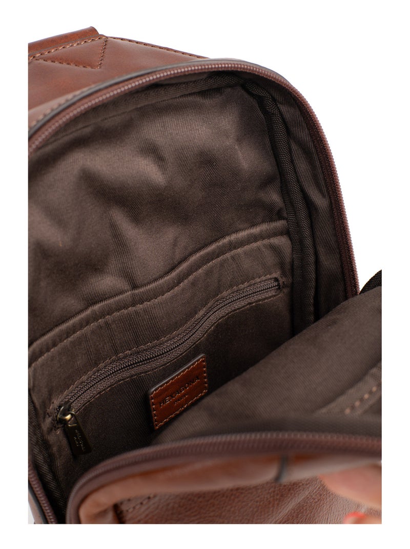 Bolsa monobretelle - cuero stuart hexagona Marrón - Kiabi