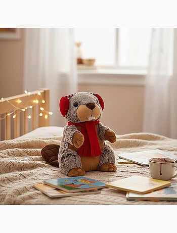 Bolsa térmica de peluche 2 en 1 con forma de marmota