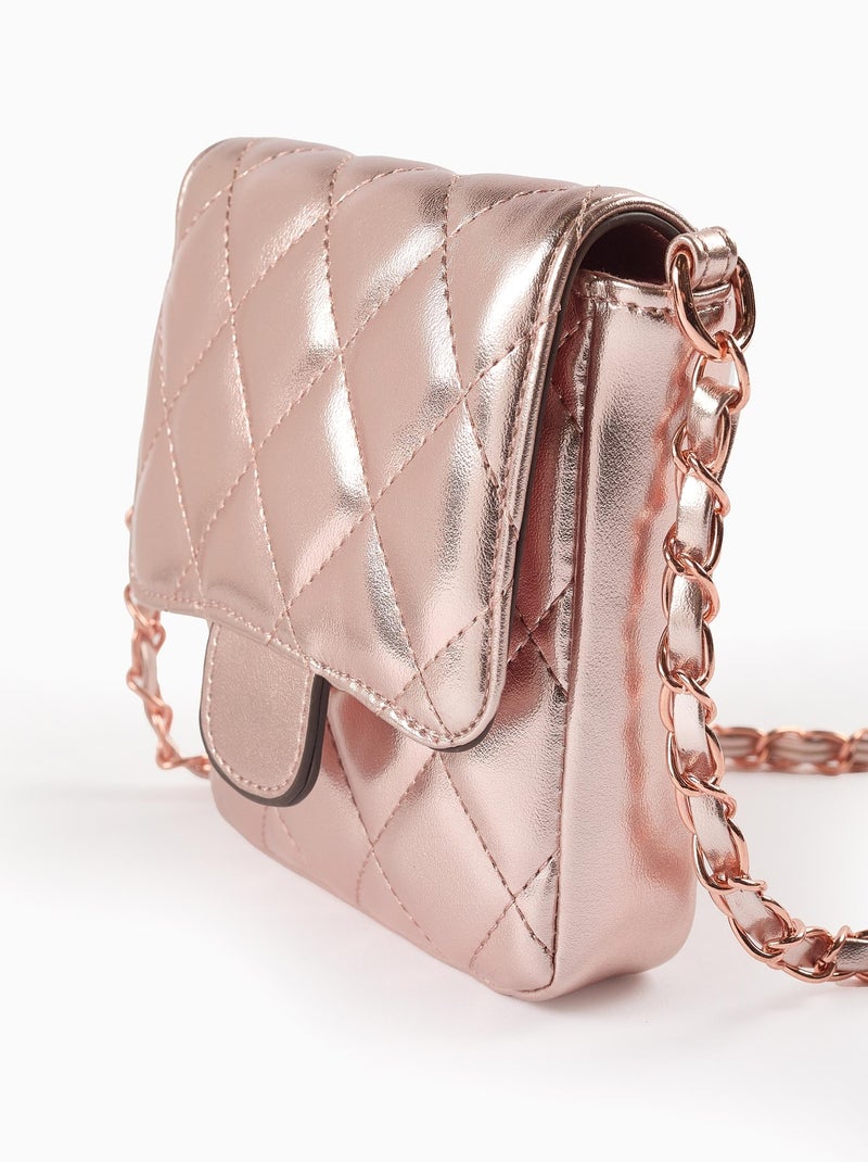 Bolso acolchado brillante Rosa claro - Kiabi