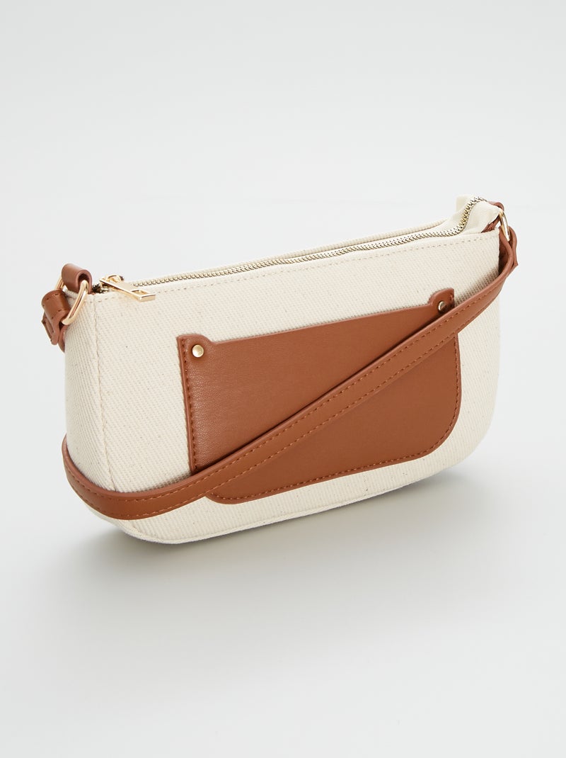 Bolso bandolera de dos materiales BEIGE - Kiabi