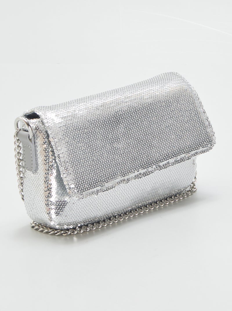 Bolso bandolera de lentejuelas GRIS - Kiabi