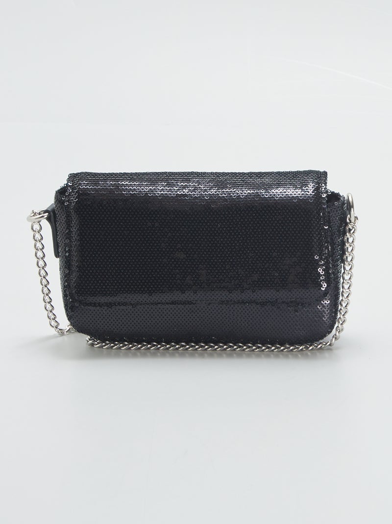 Bolso bandolera de lentejuelas NEGRO - Kiabi