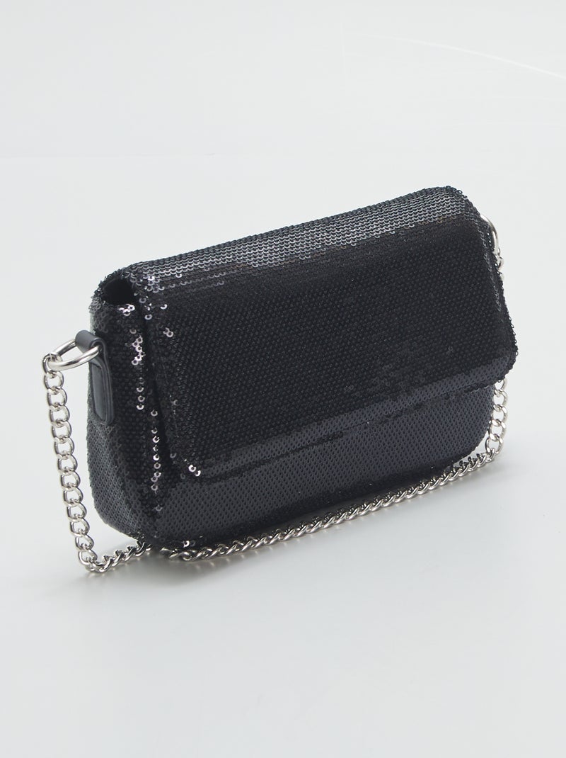 Bolso bandolera de lentejuelas NEGRO - Kiabi