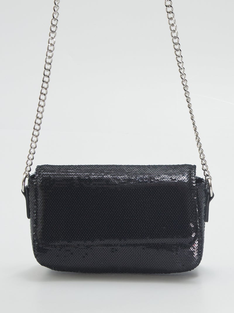 Bolso bandolera de lentejuelas NEGRO - Kiabi