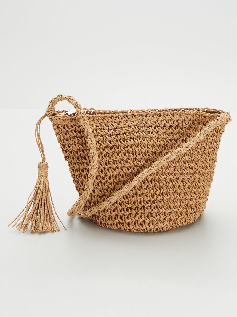 Bolso bandolera de rafia BEIGE - Kiabi