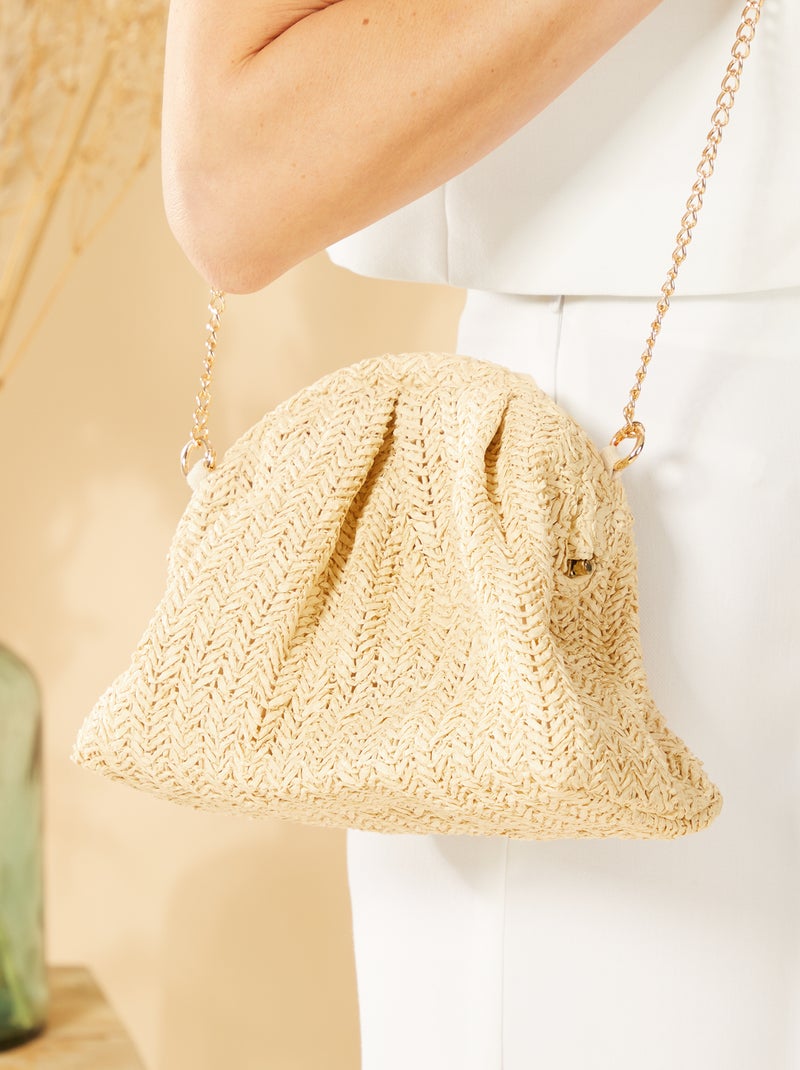Bolso bandolera de rafia BEIGE - Kiabi