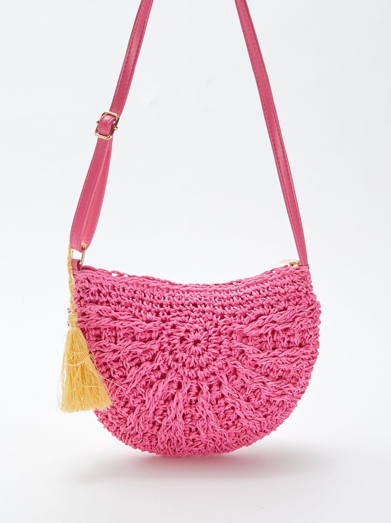 Bolso bandolera efecto mimbre trenzado ROSA - Kiabi