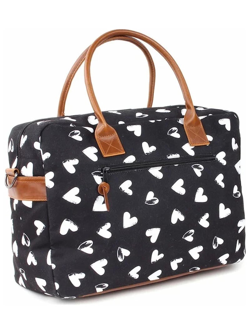 Bolso cambiador blanco y negro con colchón, corazones | Kidzroom Negro - Kiabi