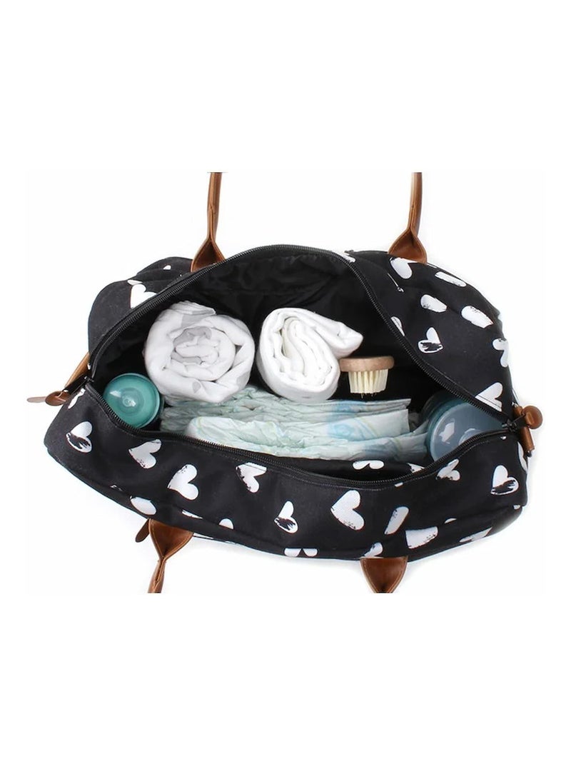 Bolso cambiador blanco y negro con colchón, corazones | Kidzroom Negro - Kiabi