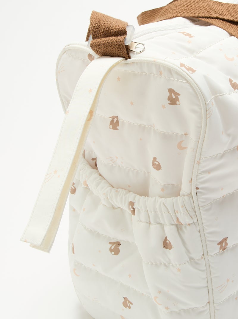 Bolso cambiador con cambiador interior y enganche para carrito. Blanco - Kiabi