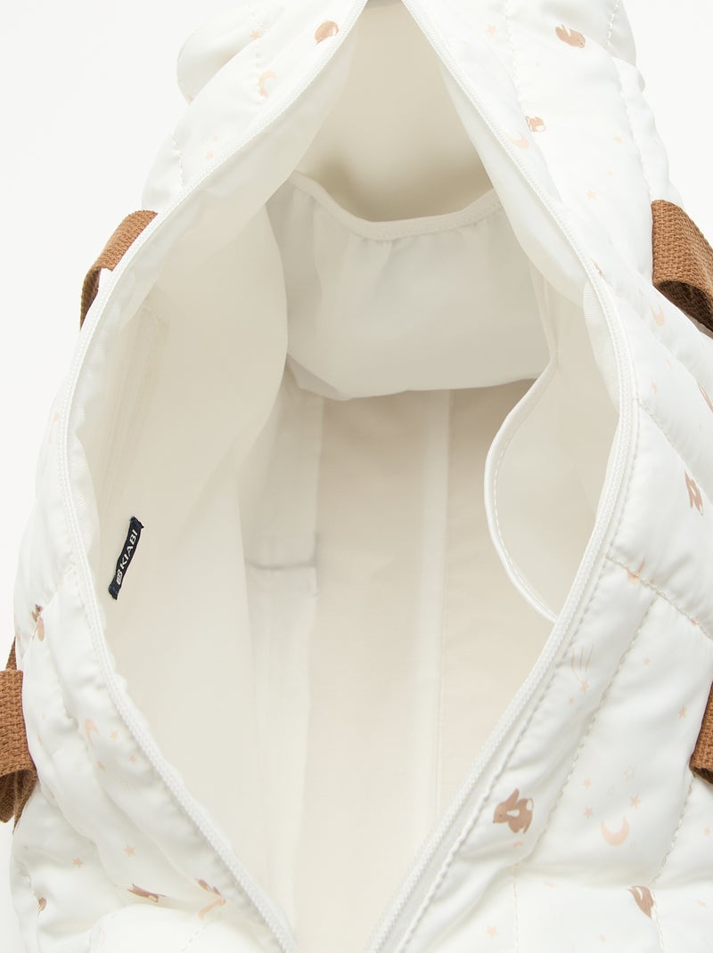 Bolso cambiador con cambiador interior y enganche para carrito. Blanco - Kiabi
