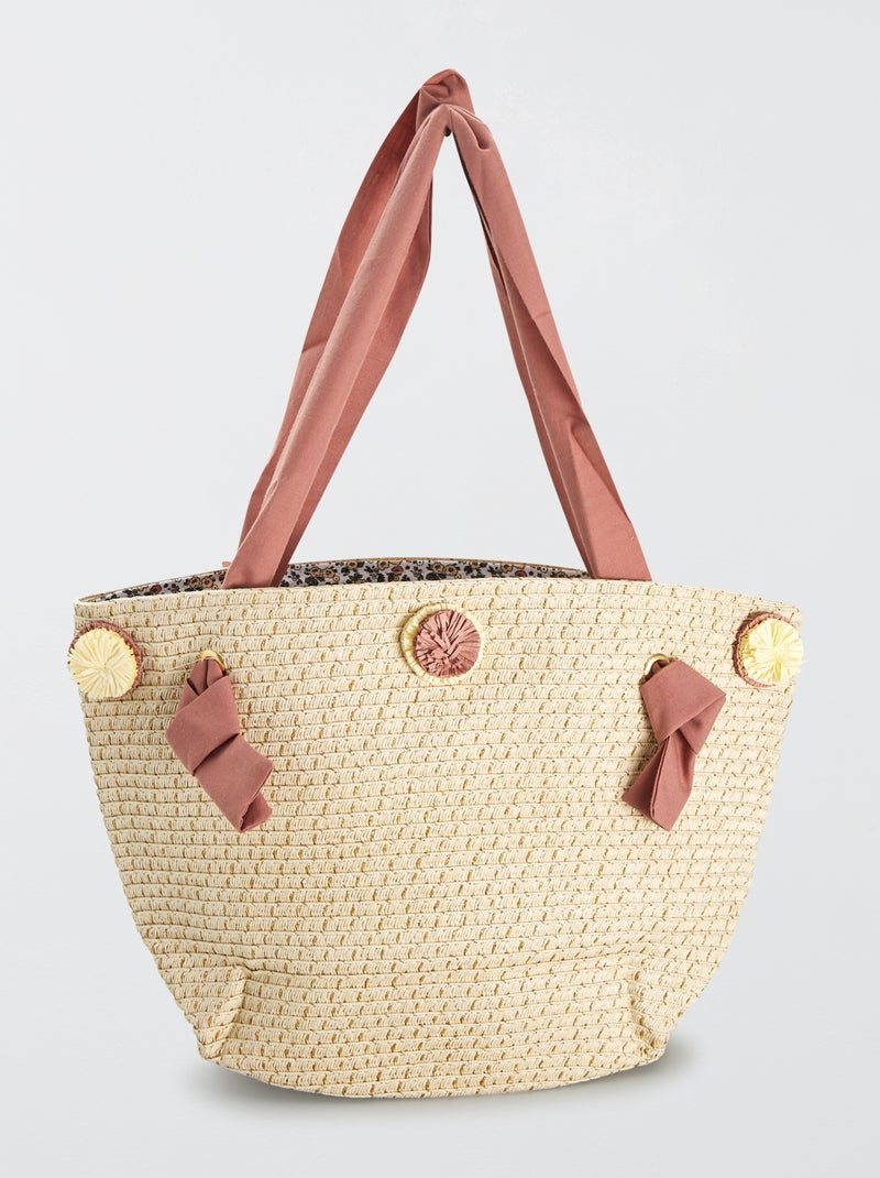 Bolso cesta con borlas BEIGE - Kiabi