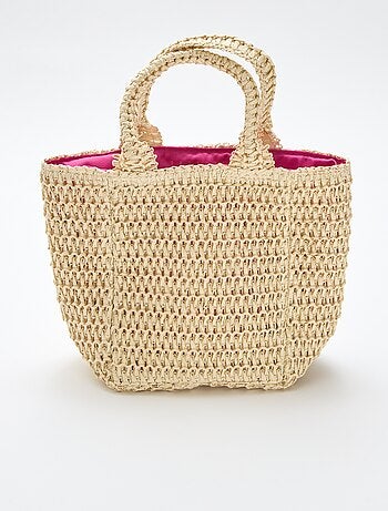Bolso cesta con parche de flor