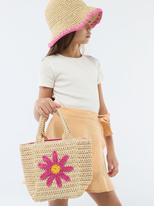 Bolso cesta con parche de flor - Kiabi