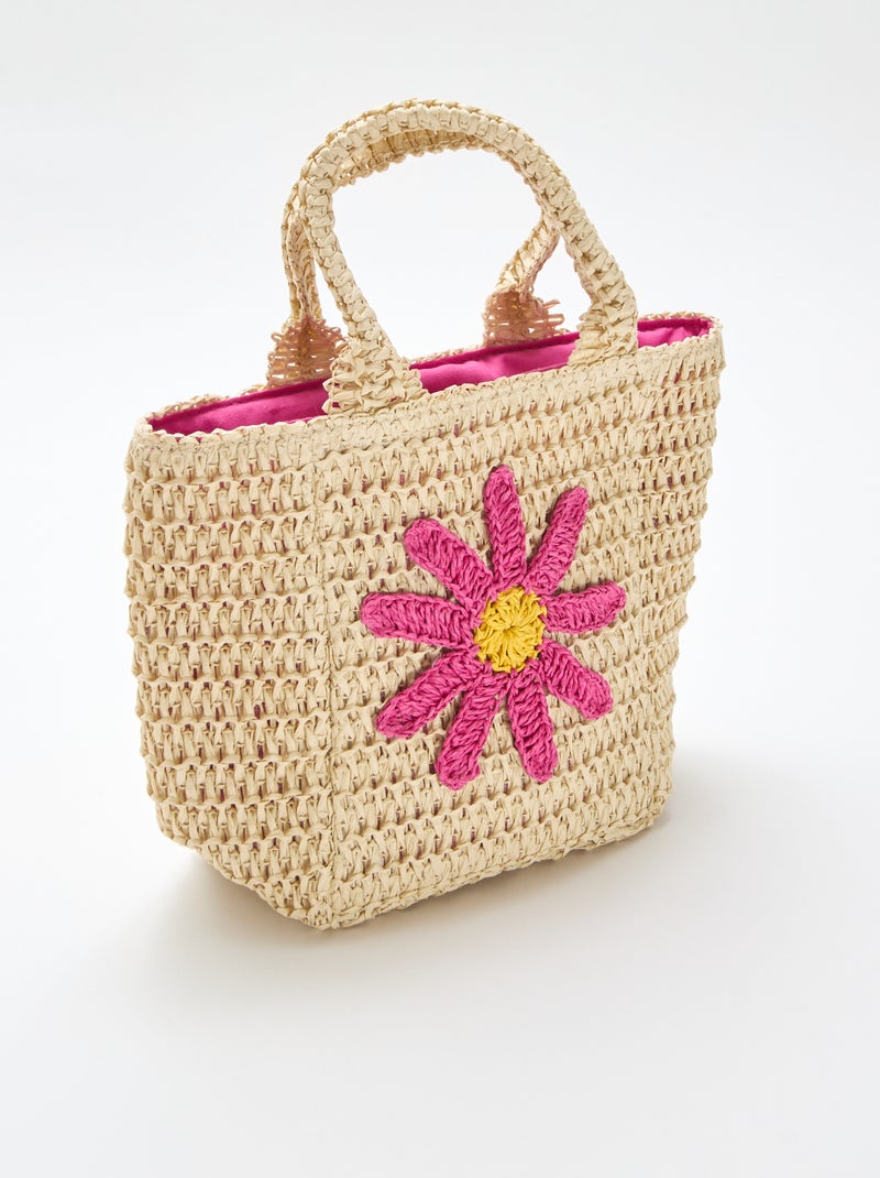 Bolso cesta con parche de flor Rosa - Kiabi