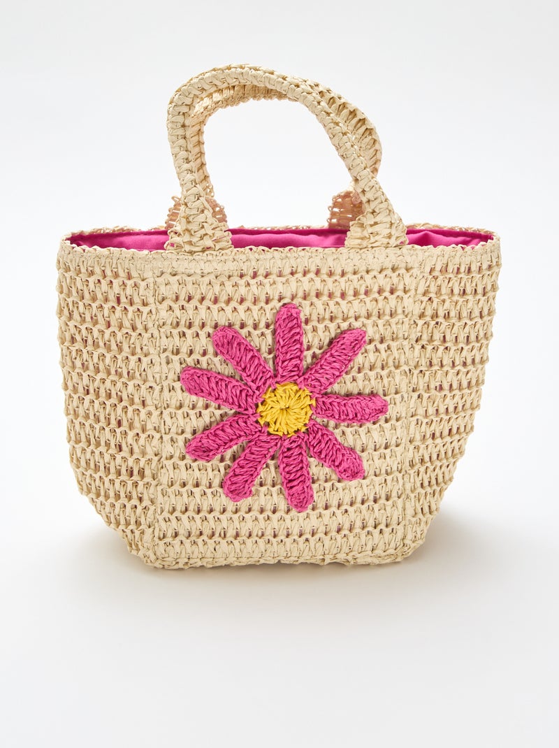 Bolso cesta con parche de flor Rosa - Kiabi