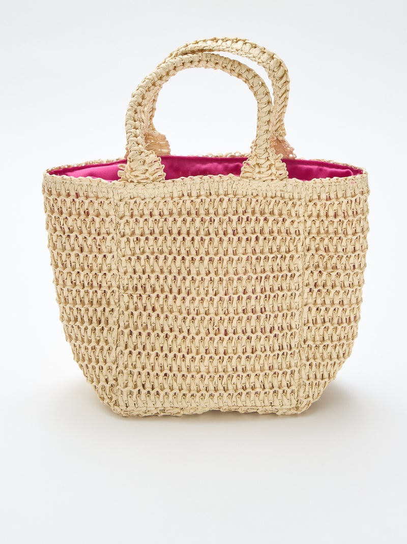 Bolso cesta con parche de flor Rosa - Kiabi