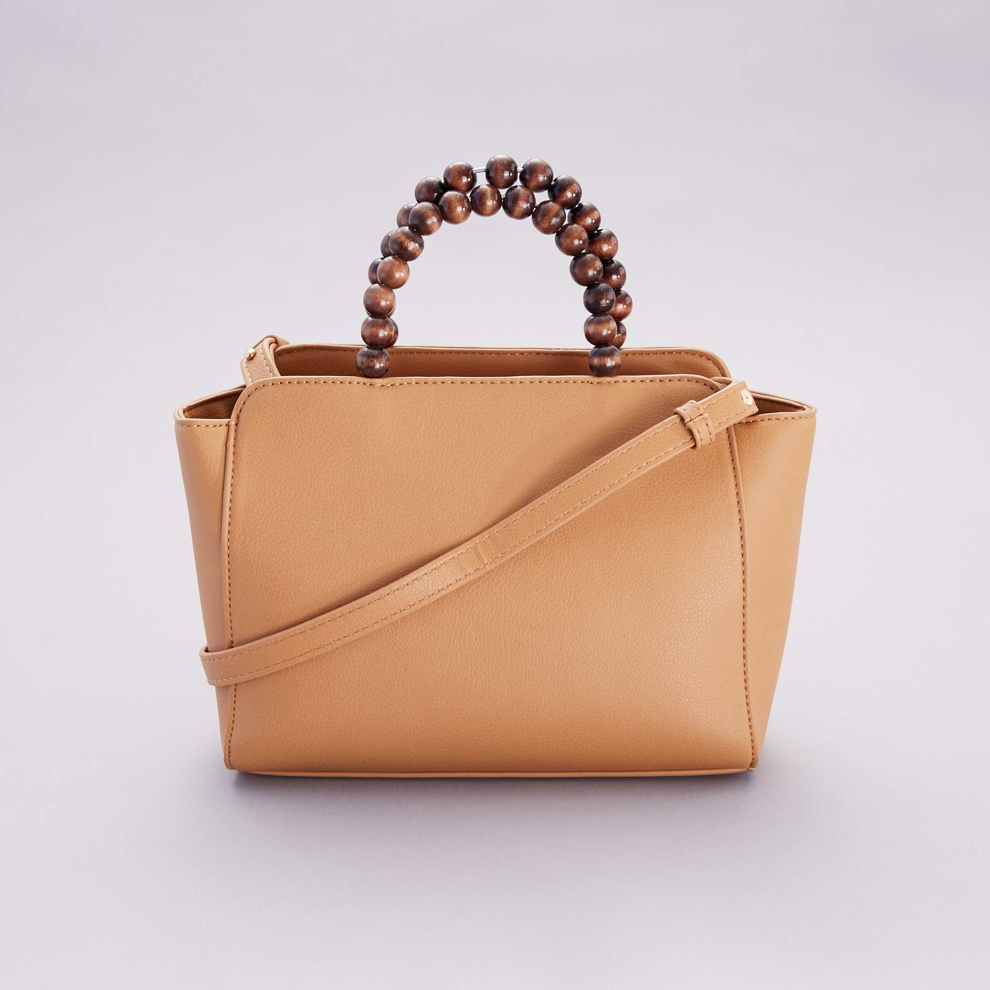 Bolso con asas con abalorios de madera Mujer talla 34 a 48 - BEIGE