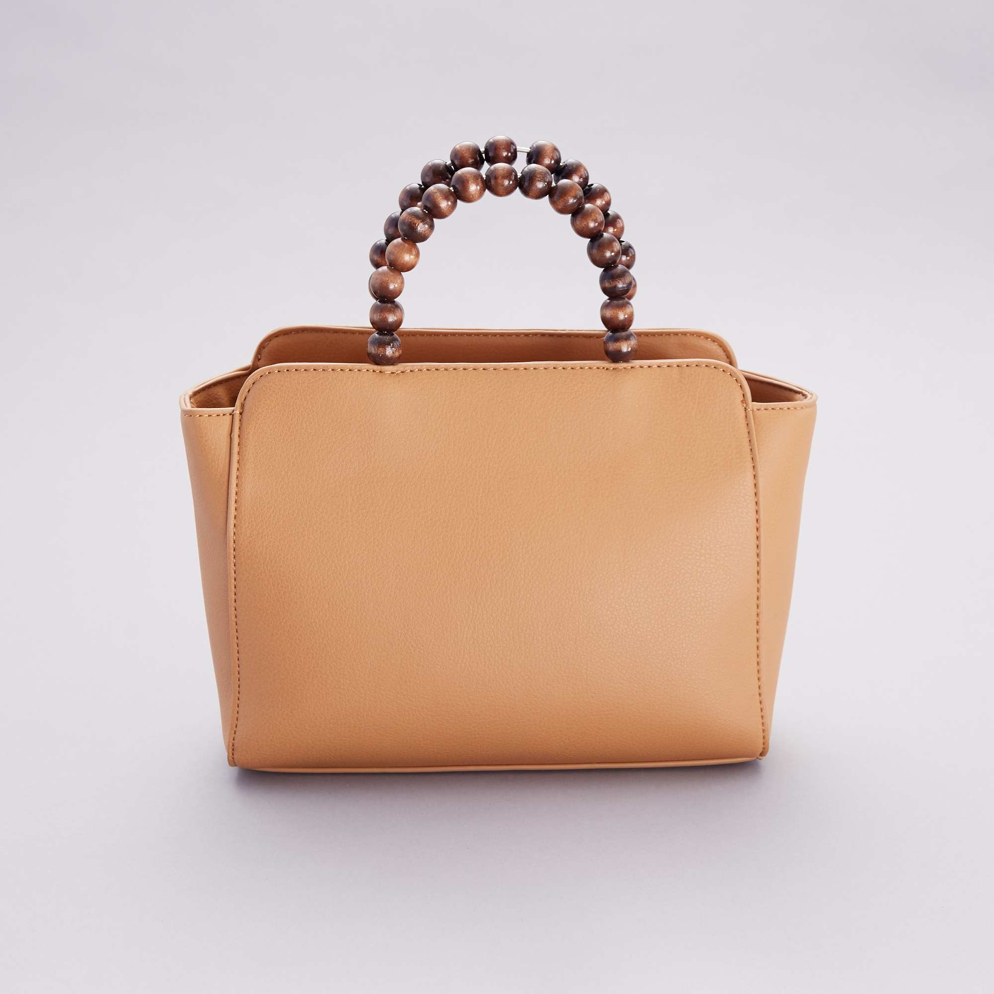 Bolso con asas con abalorios de madera Mujer talla 34 a 48 - BEIGE