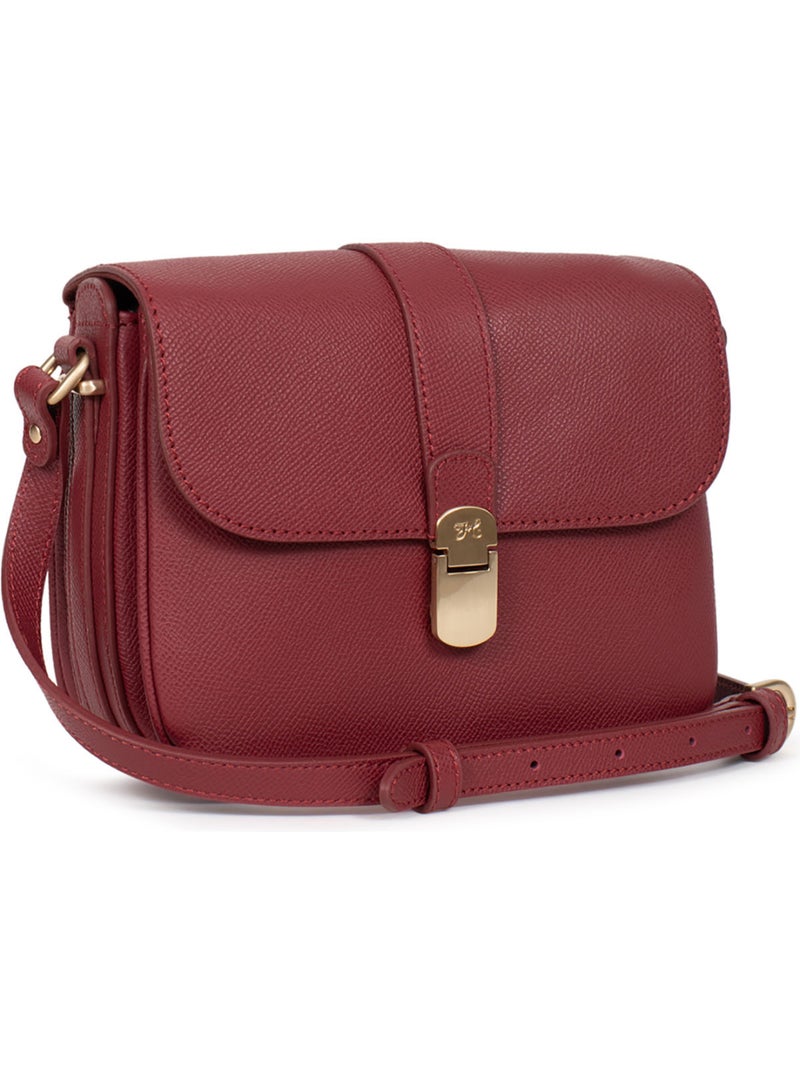 Bolso cruzado - cuero aude hexagona Rojo carmín - Kiabi