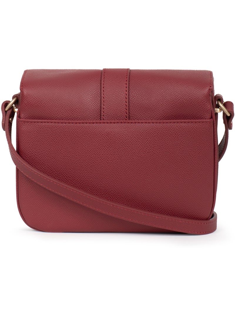Bolso cruzado - cuero aude hexagona Rojo carmín - Kiabi