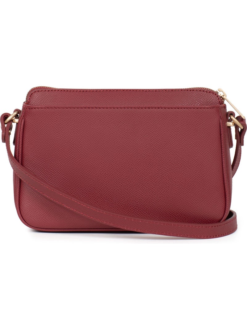 Bolso cruzado - cuero aude hexagona Rojo carmín - Kiabi