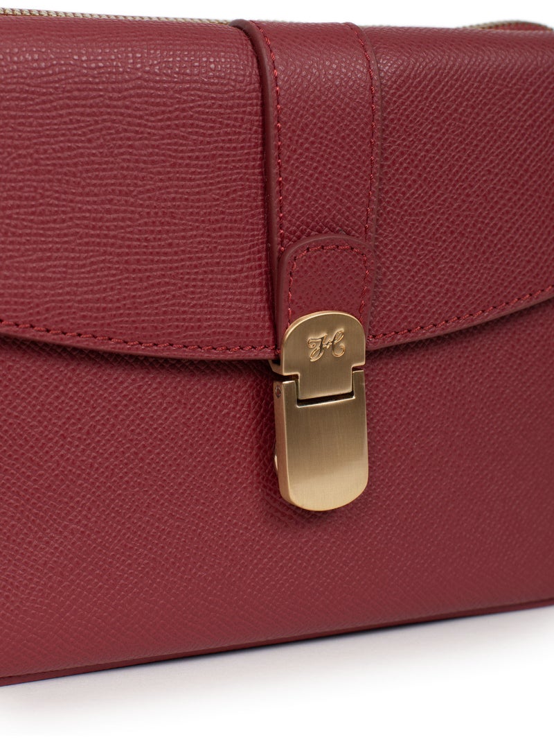 Bolso cruzado - cuero aude hexagona Rojo carmín - Kiabi