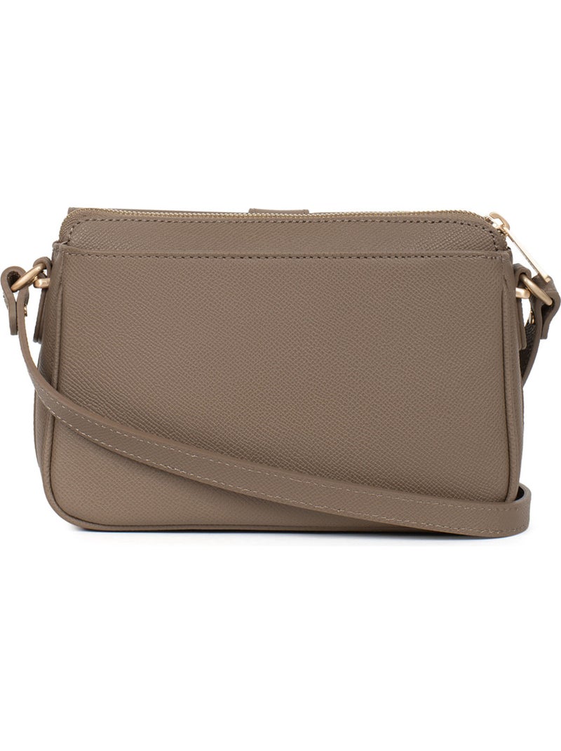 Bolso cruzado - cuero aude hexagona Taupe - Kiabi