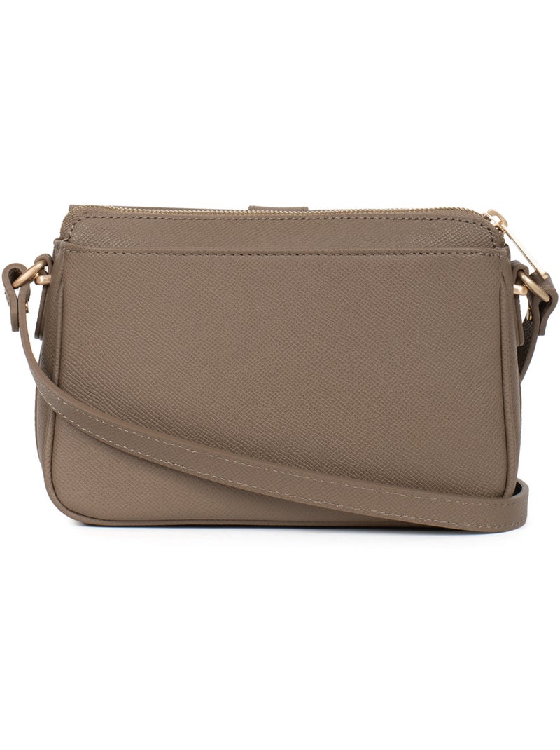 Bolso cruzado - cuero aude hexagona Taupe - Kiabi