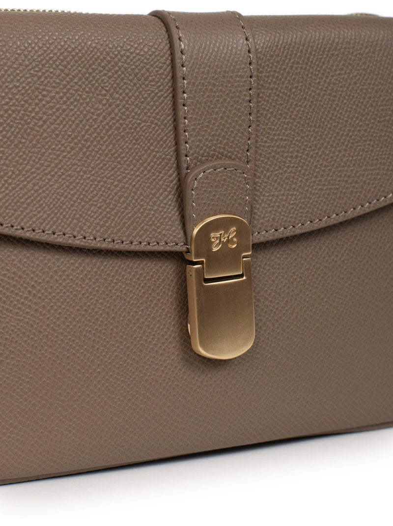 Bolso cruzado - cuero aude hexagona Taupe - Kiabi