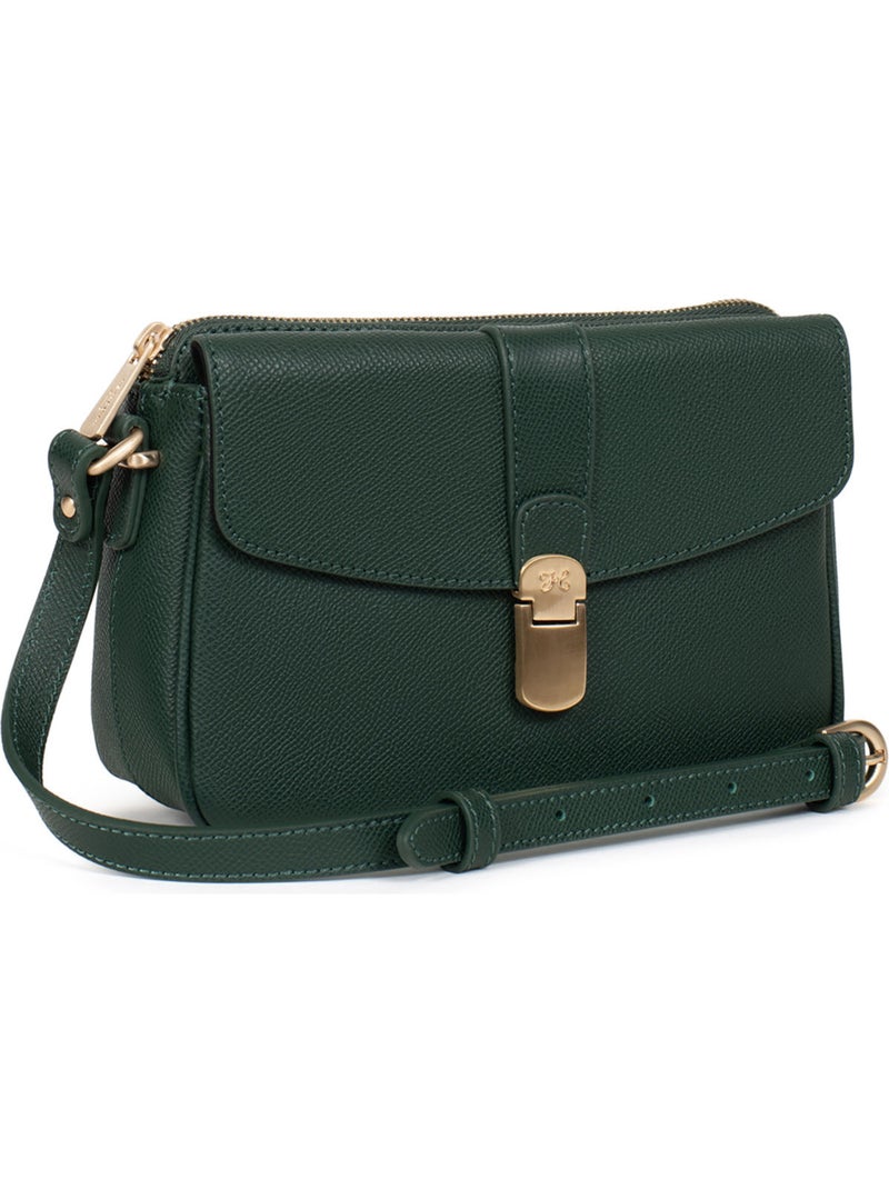 Bolso cruzado - cuero aude hexagona Verde oscuro - Kiabi