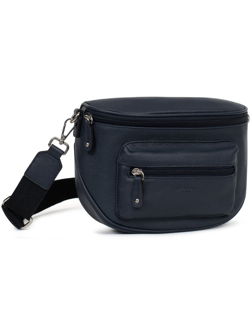 Bolso cruzado - cuero confort hexagona Azul marino - Kiabi