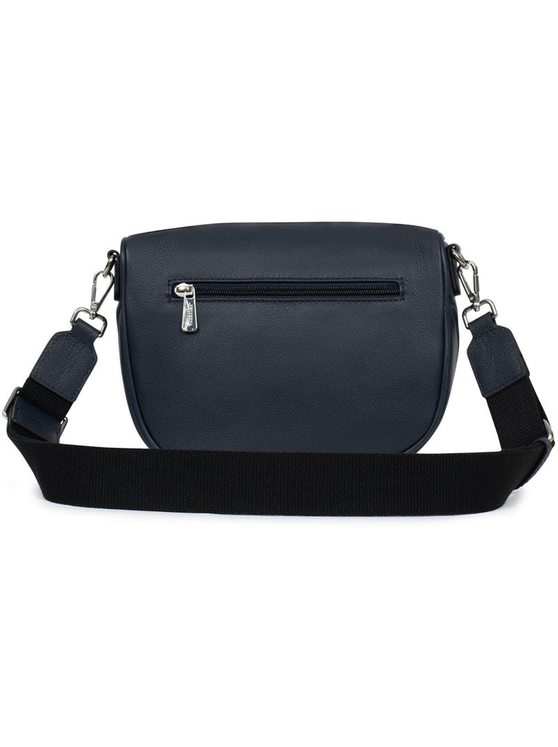 Bolso cruzado - cuero confort hexagona Azul marino - Kiabi