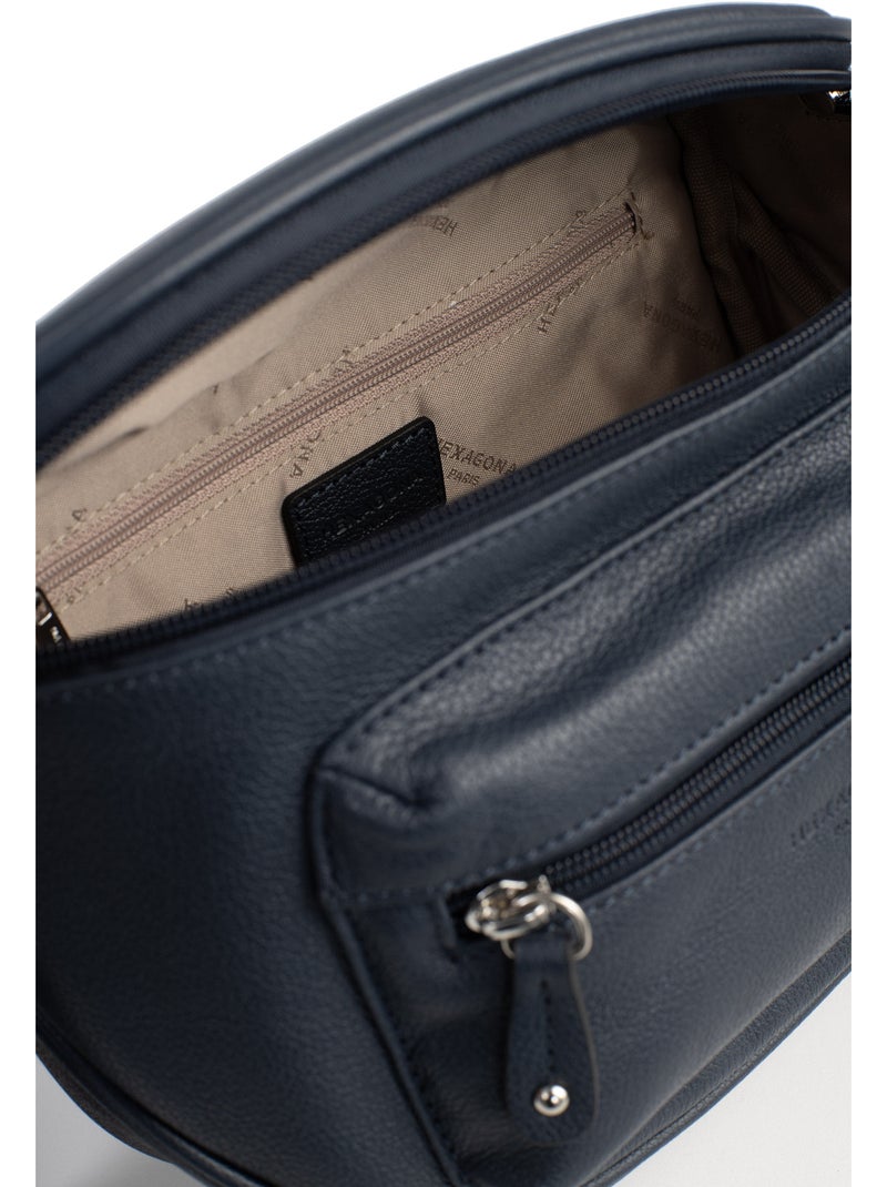 Bolso cruzado - cuero confort hexagona Azul marino - Kiabi